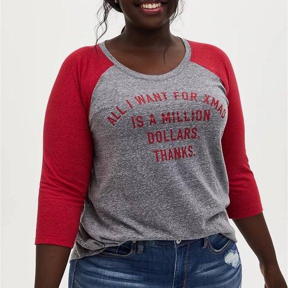 torrid Tops - All I Want For X-Mas Triblend Raglan Tee